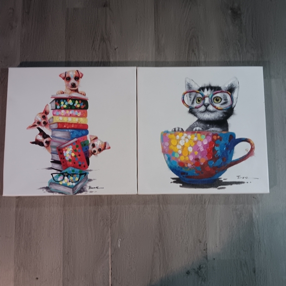 Colorful Animal Art Canvas Set NWOT - Picture 2 of 6